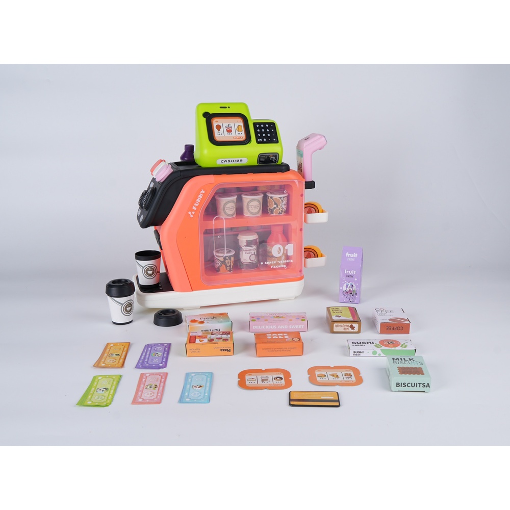 TOYS ของเล่นเครื่องแคชเชียร์คิดเงินพร้อมอุปกรณ์กาแฟ รุ่น GJJ-H-94 ขนาด 46x13x27.5 ซม. คละสี