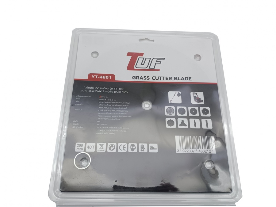 TUF ใบมีดตัดหญ้าวงเดือน รุ่นYT-4801 ขนาด255x25.4x1.3x40ฟัน(10นิ้ว)สีขาว