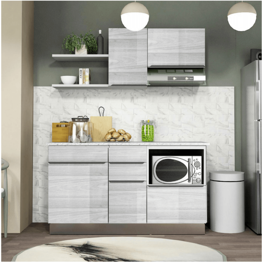 KITZCHO ชุดครัวสำเร็จรูป KEM-GLR-C-FT-0B164-CW สีขาว