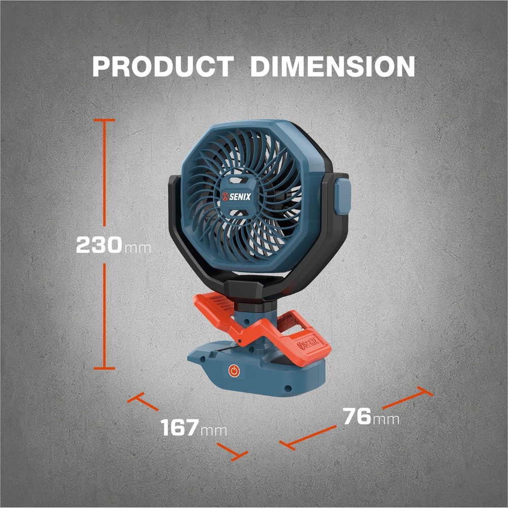 SENIX พัดลมไฟฟ้าไร้สาย Brushless 4 นิ้ว 20V(Max) (เฉพาะเครื่อง) รุ่น FNX2-M2-EU สีน้ำเงิน - ดำ