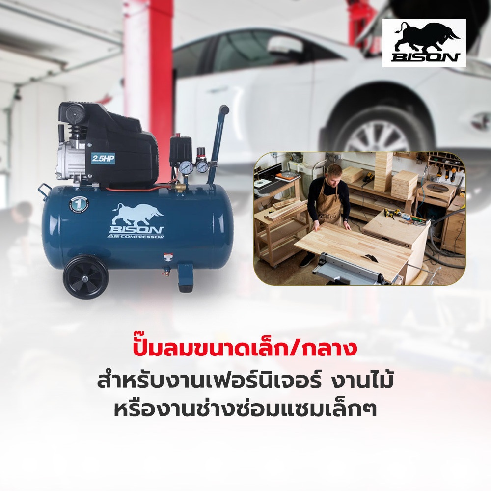 BISON ปั๊มลมโรตารี่ 2.5 HP ขนาด 50 ลิตร รุ่น BRC-180