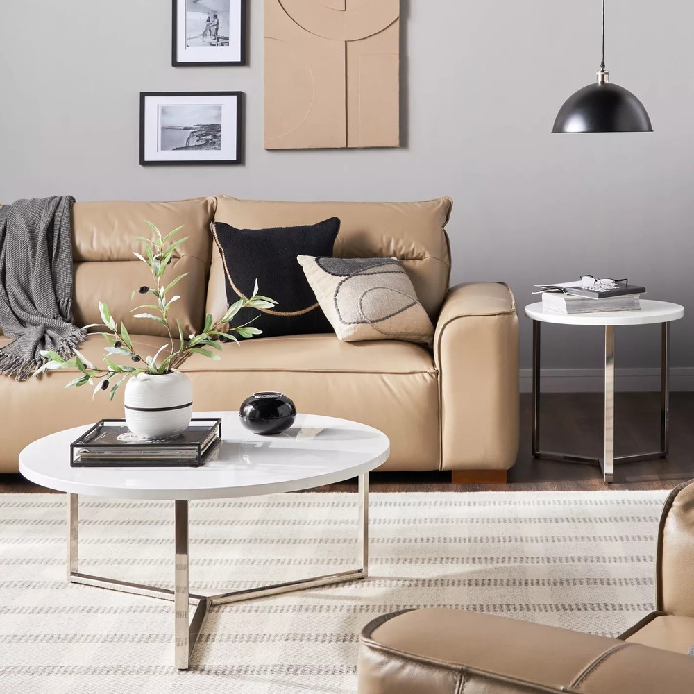 DELICATO โต๊ะกลาง ขนาด เส้นผ่านศูนย์กลาง 80xสูง 42ซม รุ่น CHALKY สีขาว