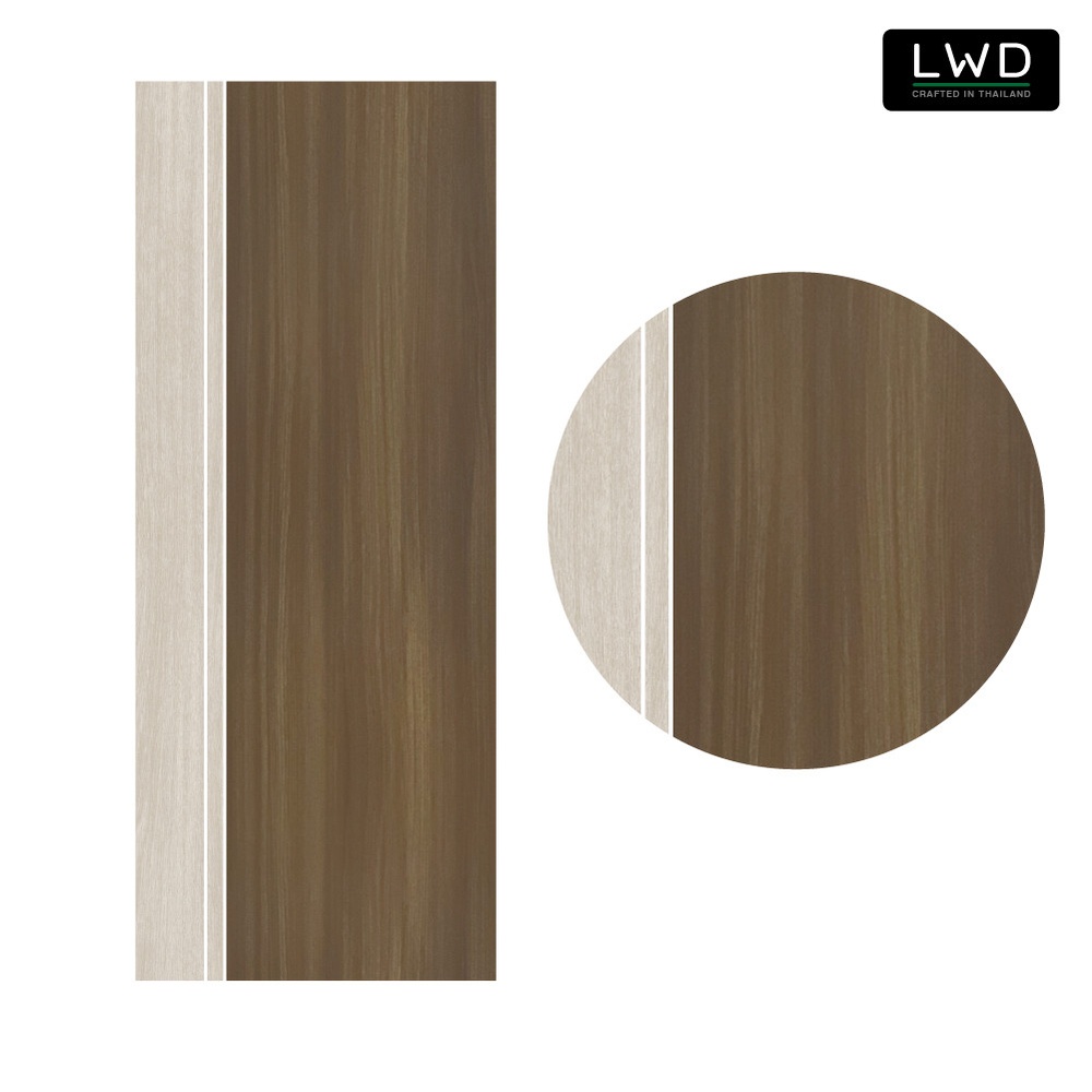 LWD ประตู UDoor UPVC สี Tango + Brownie Oak ยาแนวสีขาว ขนาด 3.5x80x200 ซม.