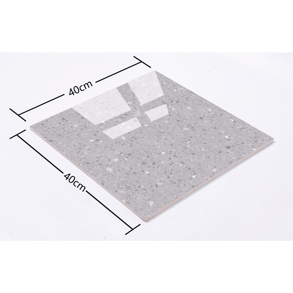 Marbella กระเบื้องเซรามิคปูพื้น 40X40 ซม. รุ่น เออริซ-เกรย์ HP4402 Gloss (12P)