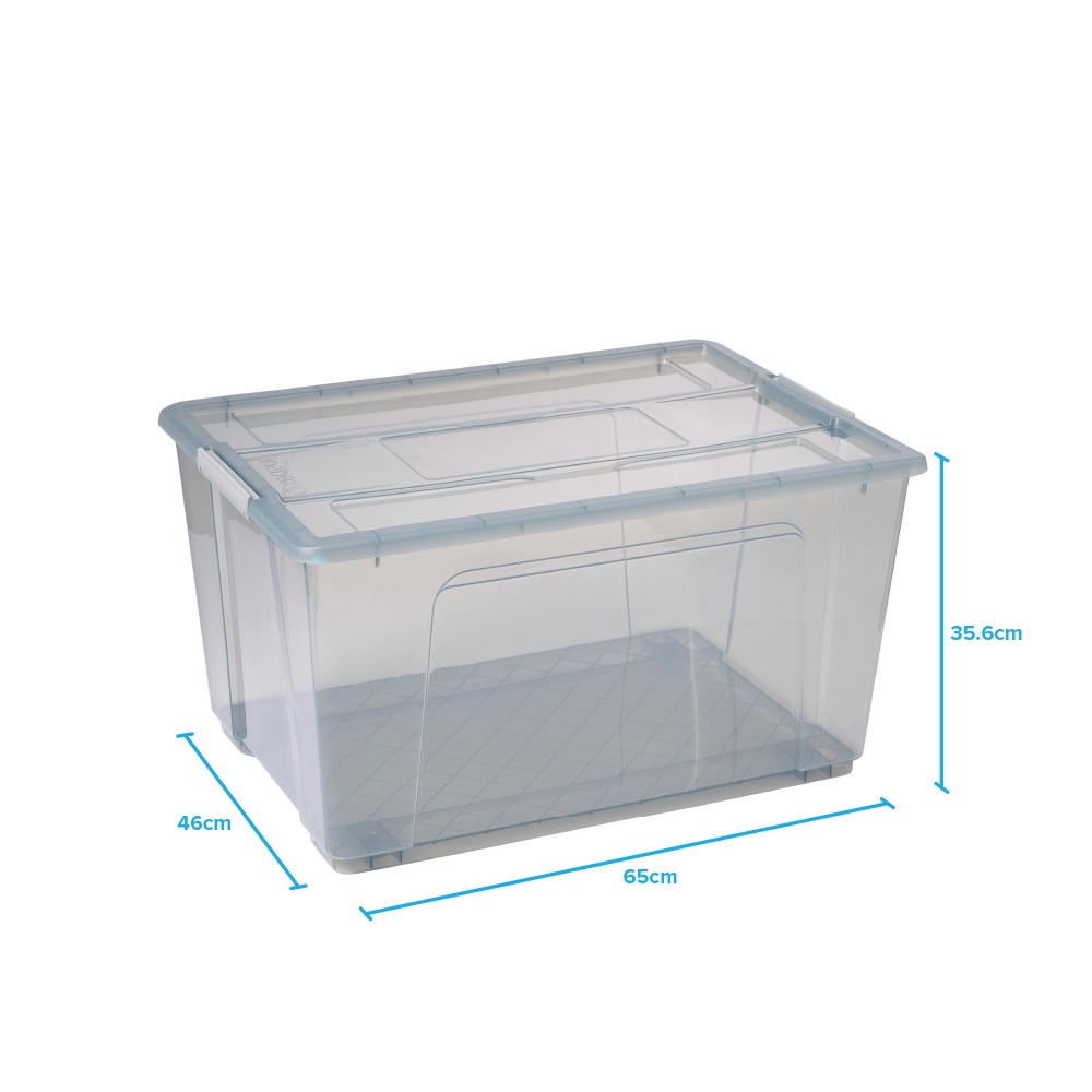 INABOX กล่องเก็บของอเนกประสงค์ 80L มีล้อ รุ่น Eday-N80674BK ขนาด 46x65x35.6 cm. สีใส