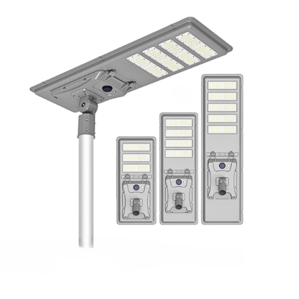 EILON โคมไฟถนนหัวเสาโซล่าเซลล์ 300W แสงวอร์มไวท์ รุ่น ETLD-YT300W สี Silver