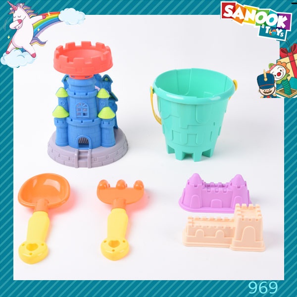 TOYS ของเล่นชุดปราสาททรายพร้อมอุปกรณ์ 6ชิ้น#969 ขนาด 18x18x43 ซม.