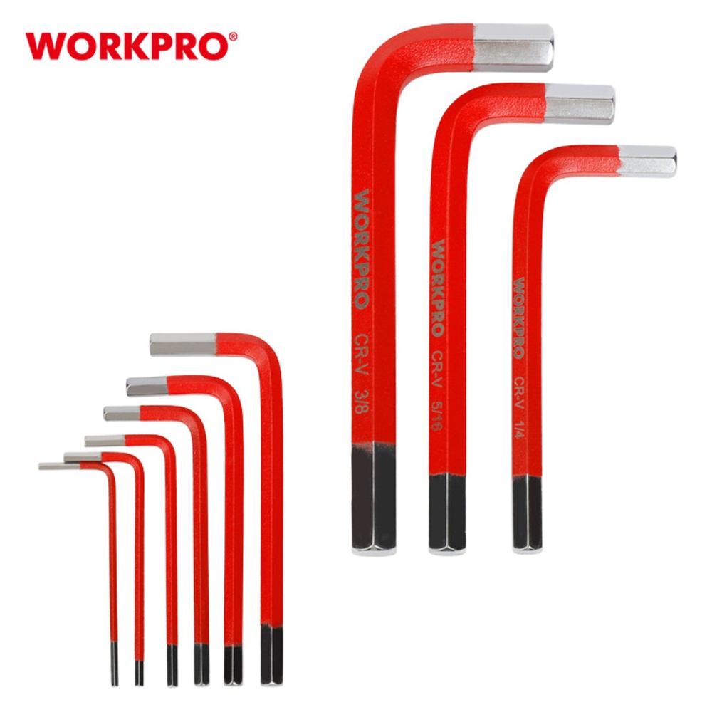 WORKPRO ชุดปะแจแอลหกเหลี่ยม หัวบอล 9 ชิ้น แบบยาว ชนิดงานหนัก (SAE) รุ่น WP222013