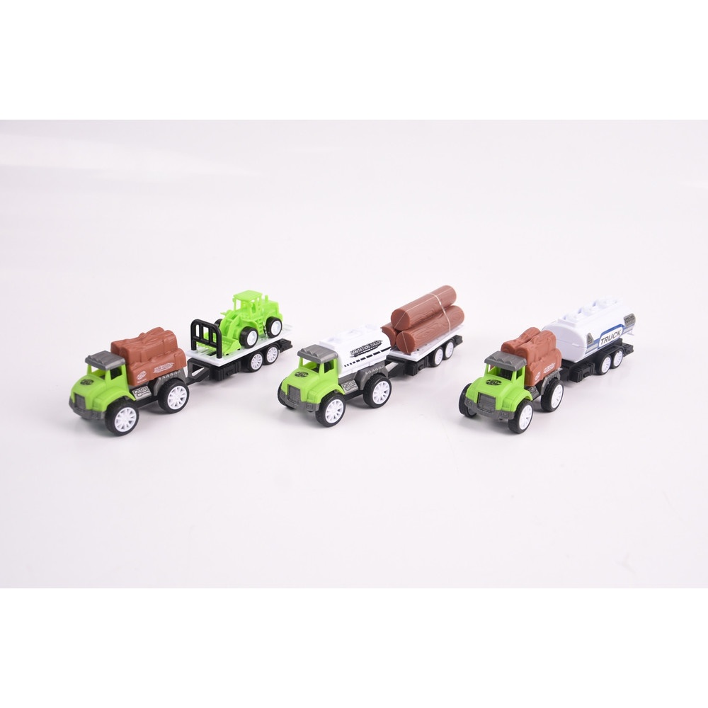 TOYS ของเล่นชุดรถพ่วงการเกษตร บรรจุ3คัน สีเขียว#99845-60(22x4.5x20.5ซม.)