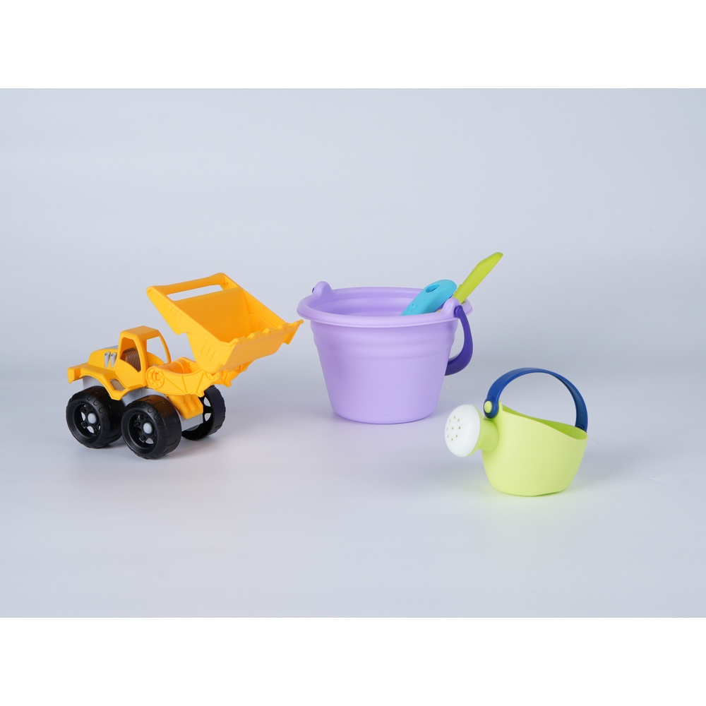 TOYS ของเล่นชุดรถแบคโฮชายหาดและอุปกรณ์ 7 ชิ้น รุ่น HG-1229 ขนาด 18x17x22 ซม. คละสี