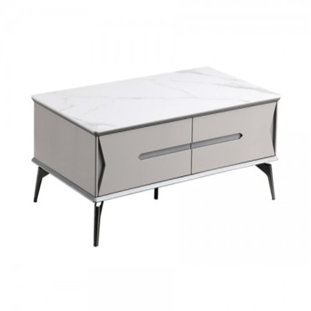 DELICATO โต๊ะกลางหน้าท็อปหินอ่อน รุ่น TARO ขนาด 130x70x42 ซม. สีเทาอ่อน
