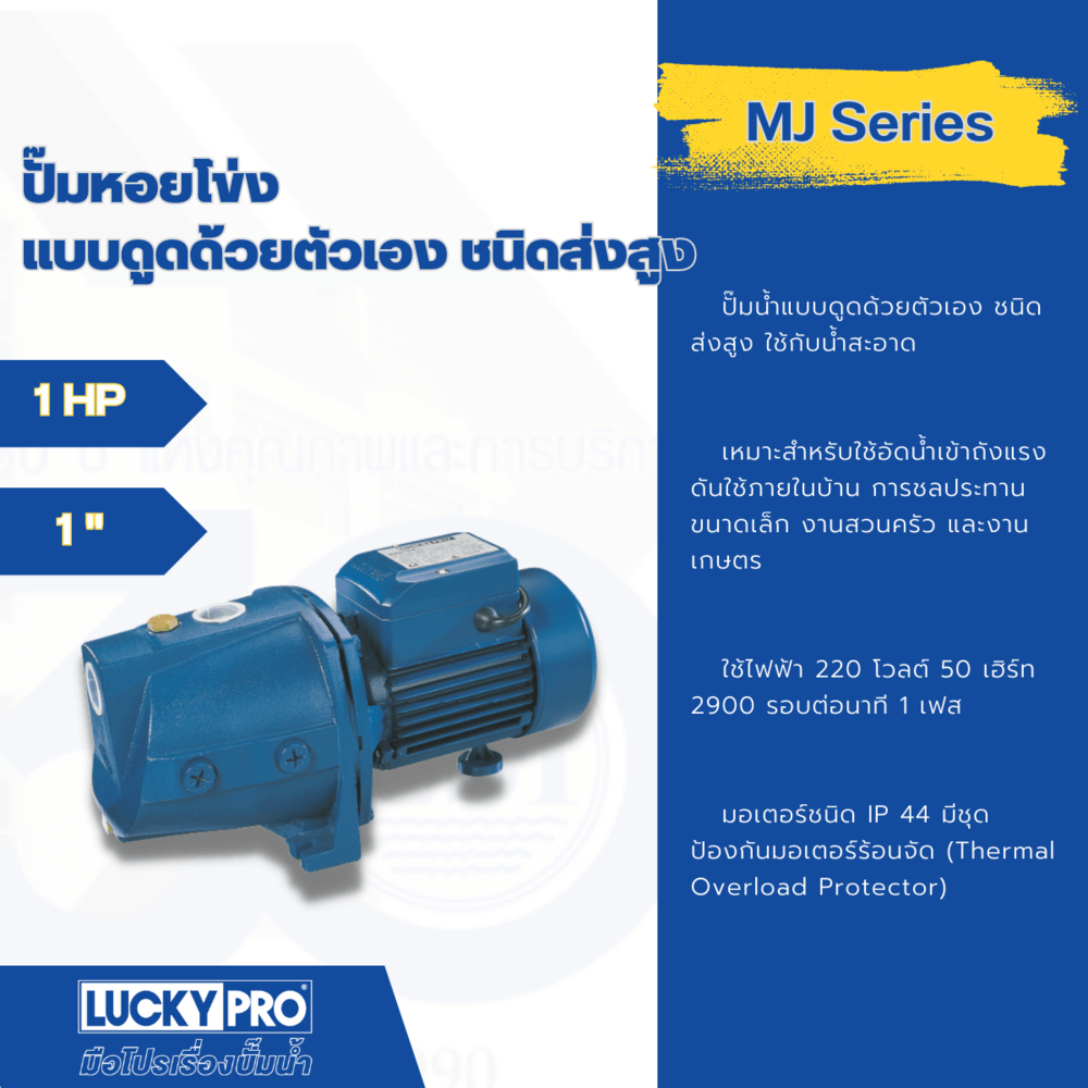 LUCKY PRO ปั๊มดูดน้ำด้วยตัวเอง 1"x1" รุ่น LP-MJ100LB