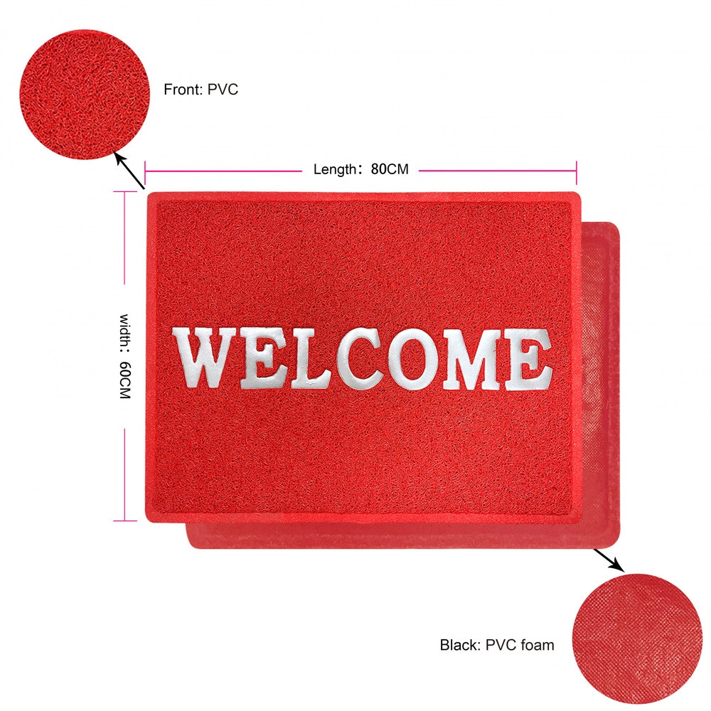 GRAFFE พรมเช็ดเท้าดักฝุ่น WELCOME รุ่น KIRA-RE ขนาด 60x80x1.2 ซม. สีแดง