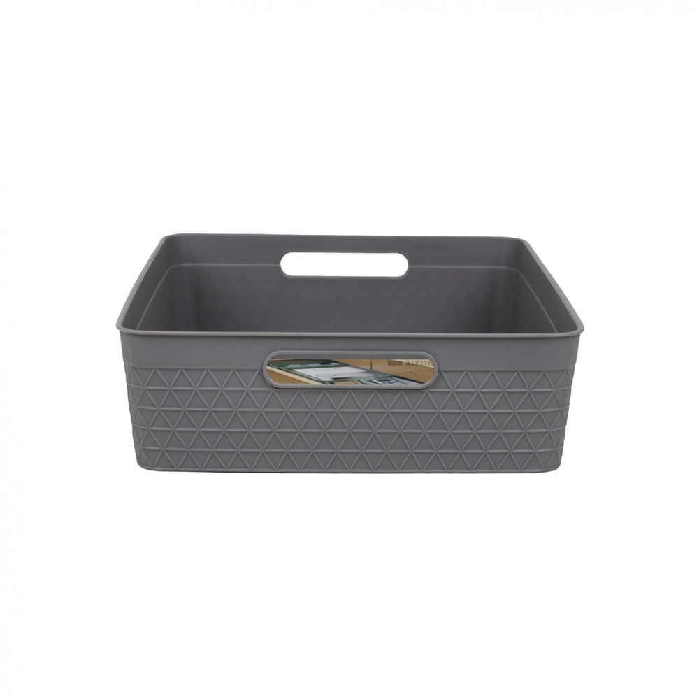 GOME ตะกร้าอเนกประสงค์ทรงเหลี่ยม รุ่น Waffle TG54161 ขนาด 25.5x32.5x8 ซม.(A4) สีเทา