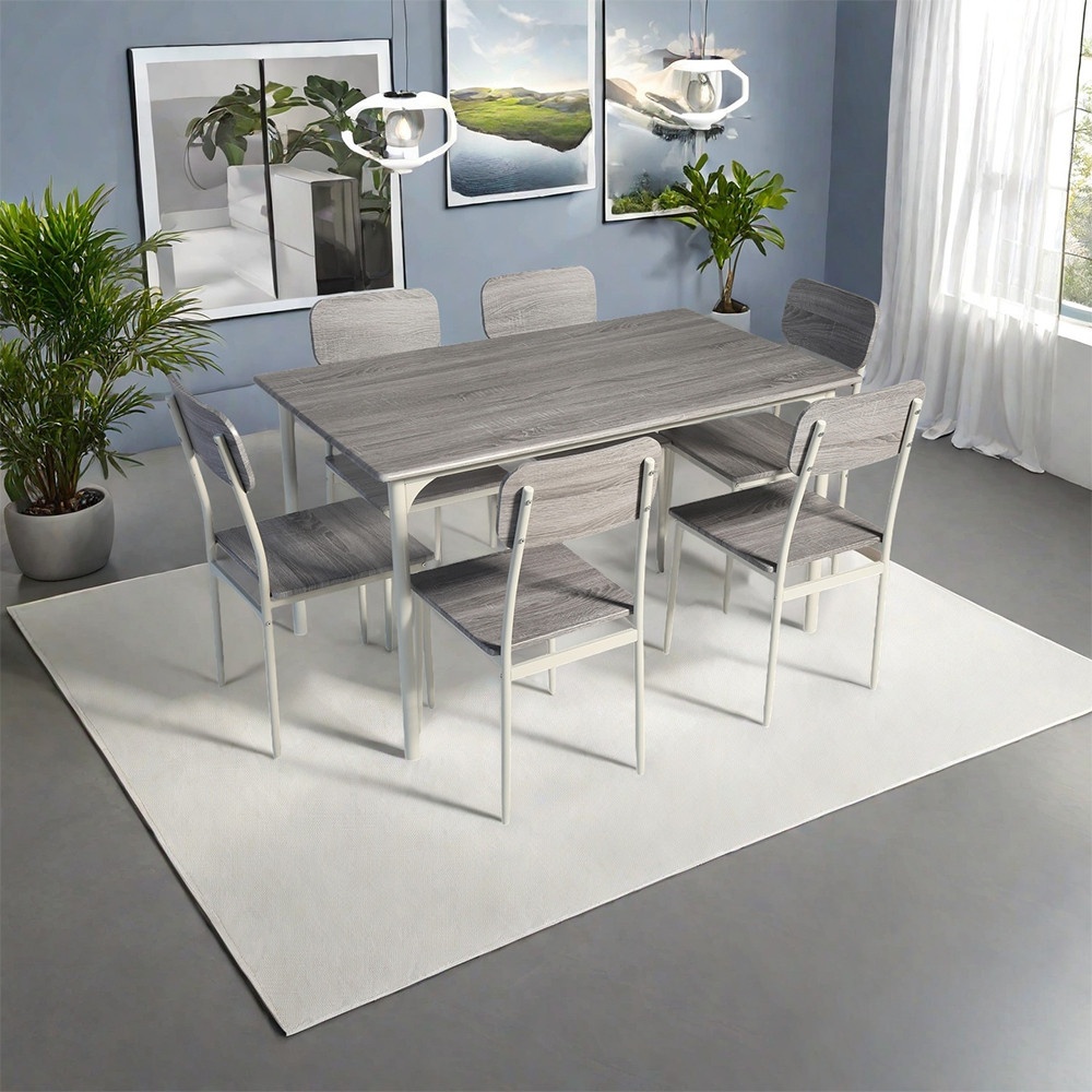 DELICATO ชุดโต๊ะอาหาร 6 ที่นั่ง รุ่น Nana โต๊ะ:140X80X76ซม. เก้าอี้:42x48x87ซม. สีไม้ธรรมชาติ