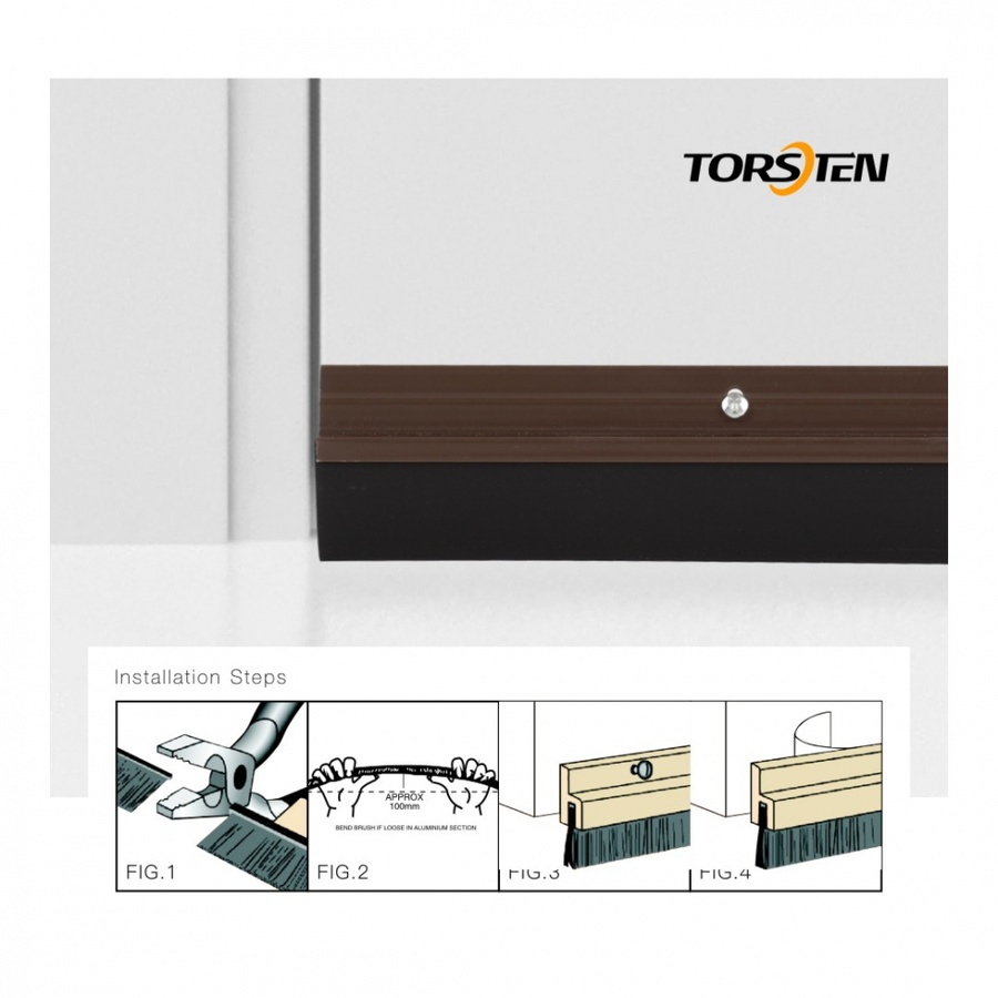 TORSTEN เส้นกันแมลงอะลูมิเนียม แถบยาง รุ่น KZT059-BN  100ซม. สีน้ำตาล