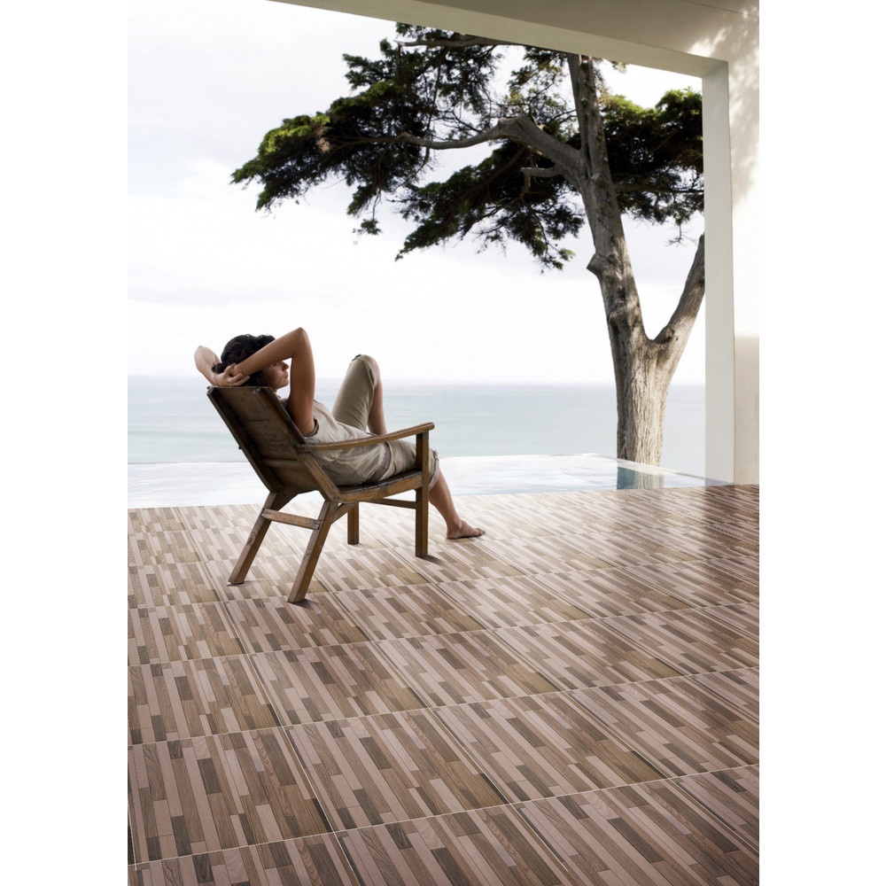 Marbella กระเบื้องเซรามิคปูพื้น 40X40 ซม. รุ่น เลโก้วู๊ด บราว เกรย์ FAM4803 Satin (12P)