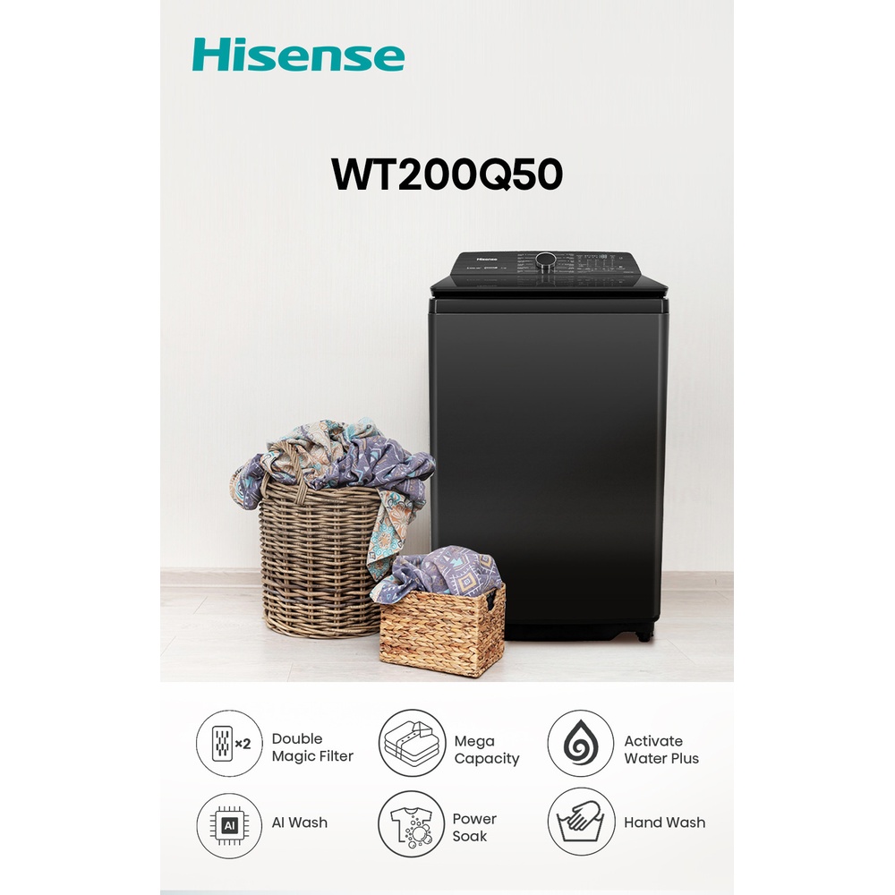 HISENSE เครื่องซักผ้าฝาบน ขนาด 18 กก. รุ่น WT180Q30 สีเทา