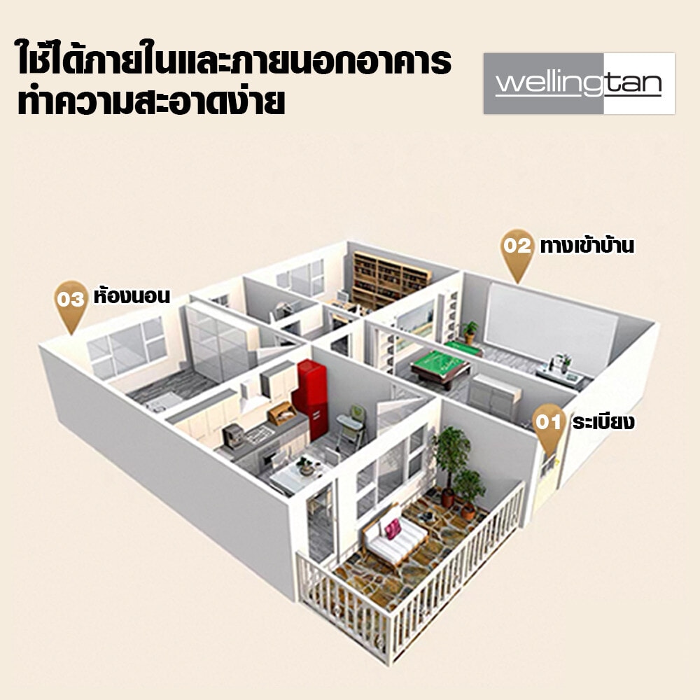 WELLINGTAN ประตูไฟเบอร์กลาส รุ่น P06-K01 80x200 ซม.  สีขาวลายโอ๊ค  (เจาะลูกบิด)