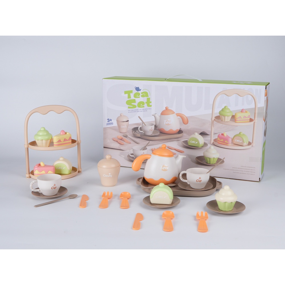 TOYS ของเล่นชุดน้ำชา ขนมและอุปกรณ์(24ชิ้น) รุ่น 86-23 ขนาด 52.5x11x29 ซม. คละสี