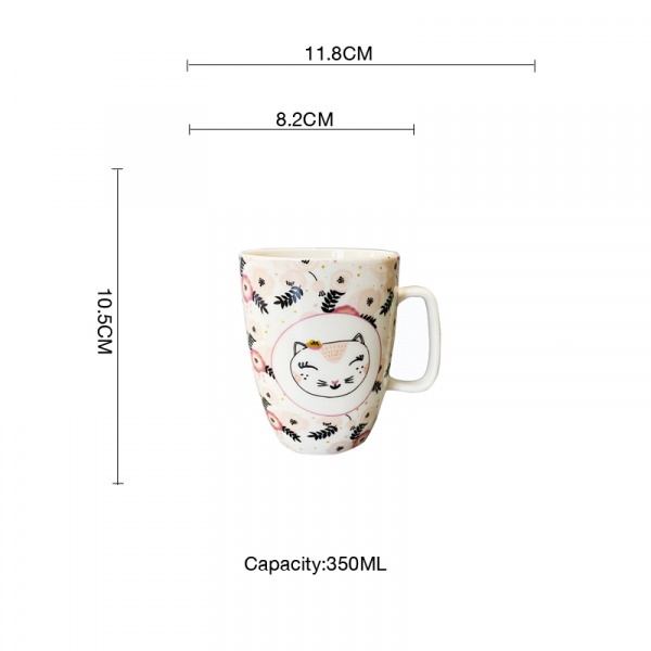 AILO แก้วเซรามิค 8 ซม. 350 มล. RABBIT-02 สีชมพู