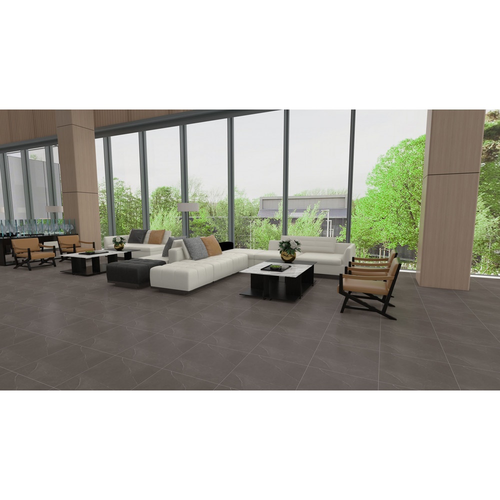 Marbella กระเบื้องพอร์ซเลนปูพื้น 60x60 ซม. รุ่น คาราร่า เทา แมท RS612B ผิวหยาบ random (4P)
