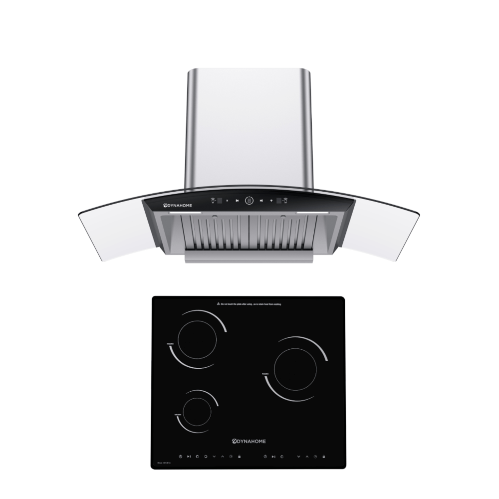 DYNAHOME ชุดเซ็ทเครื่องดูดควัน DH-219-9S + เตาไฟฟ้า DH-301A สีขาว