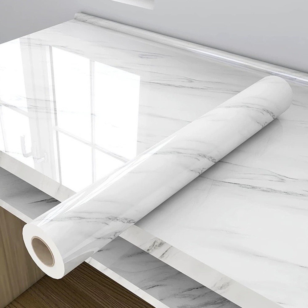 TAPIO วอลเปเปอร์แบบมีกาว รุ่น MAR-01 ขนาด 45x1000ซม. ลายหินอ่อน สีขาว