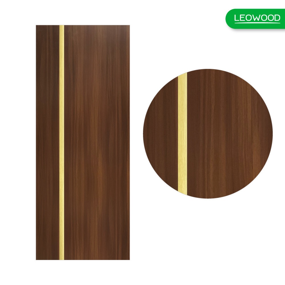 LEOWOOD ประตูปิดผิวเมลามีน iDoor Premium Metal Line IPM749 90x200ซม. WALNUT