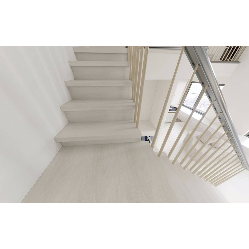 จมูกชานพักบันได SPC Click lock 114x1220x4+1mm IXPE  items No. 6589 สีไม้แอชไวท์