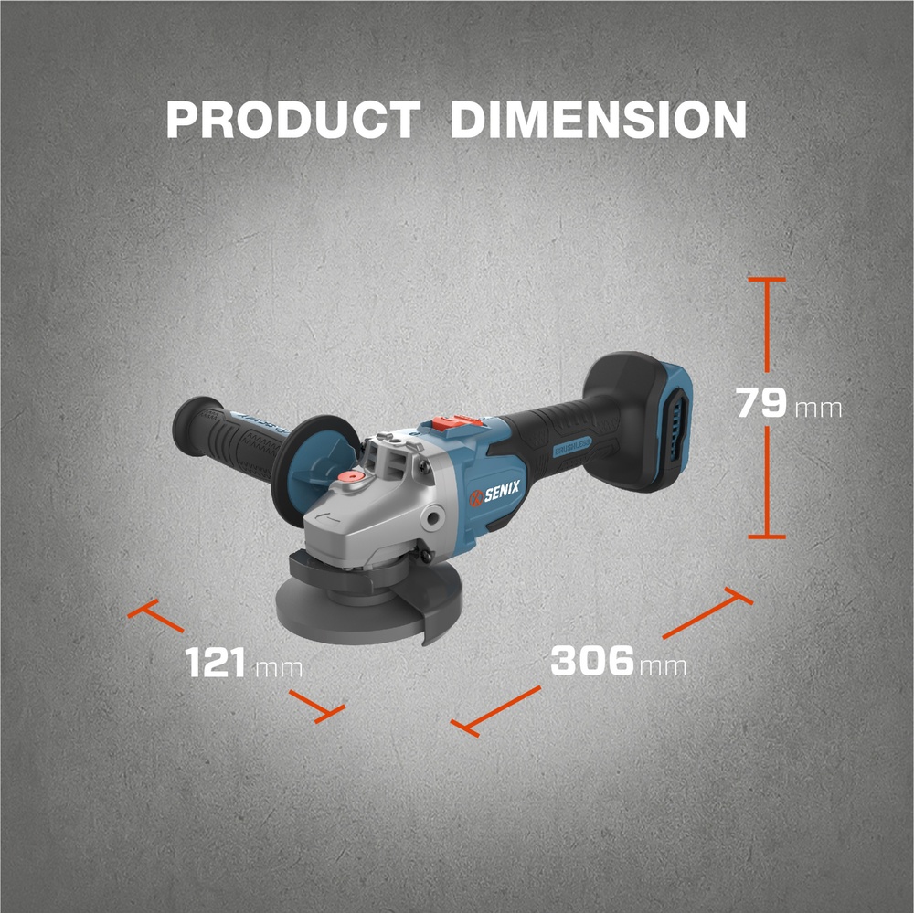 SENIX เครื่องเจียรไร้สาย Brushless 4 นิ้ว 20V(Max) (พร้อมแบตเตอรี่ 4.0Ah 2 ก้อน) รุ่น PAX2-M-EU สีน้ำเงิน - ดำ
