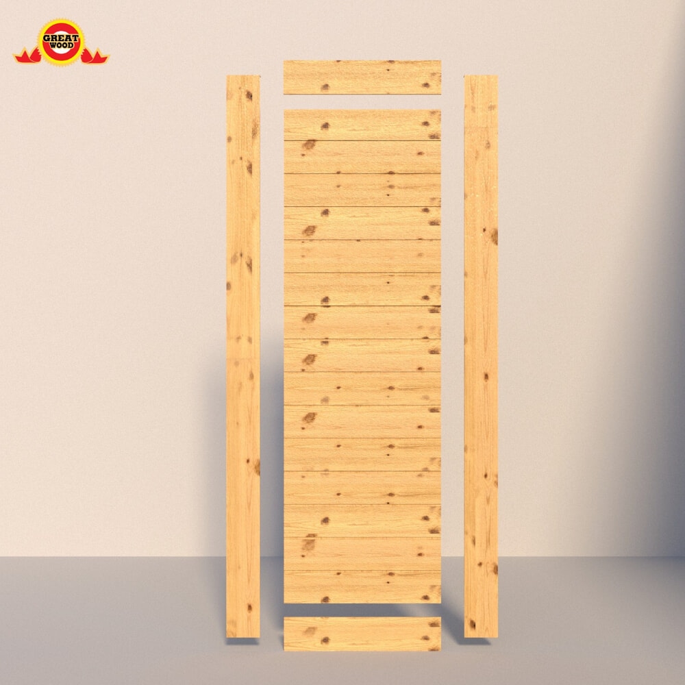 GREATWOOD ประตูไม้สนบานทึบ 80x200 ซม. สีธรรมชาติ