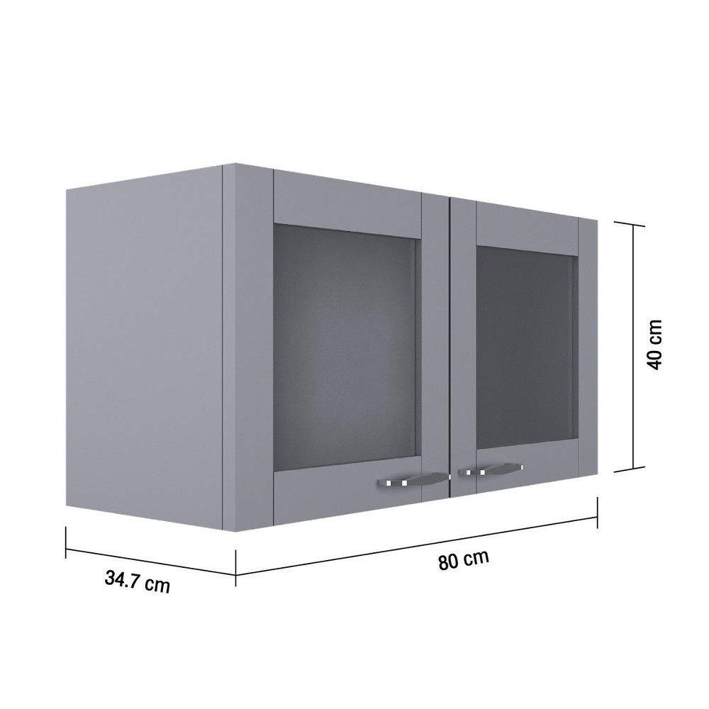 KITZCHO ตู้แขวนบานเปิดกระจก KEC-ZOR-W-GL-4080X-GY สีเทา