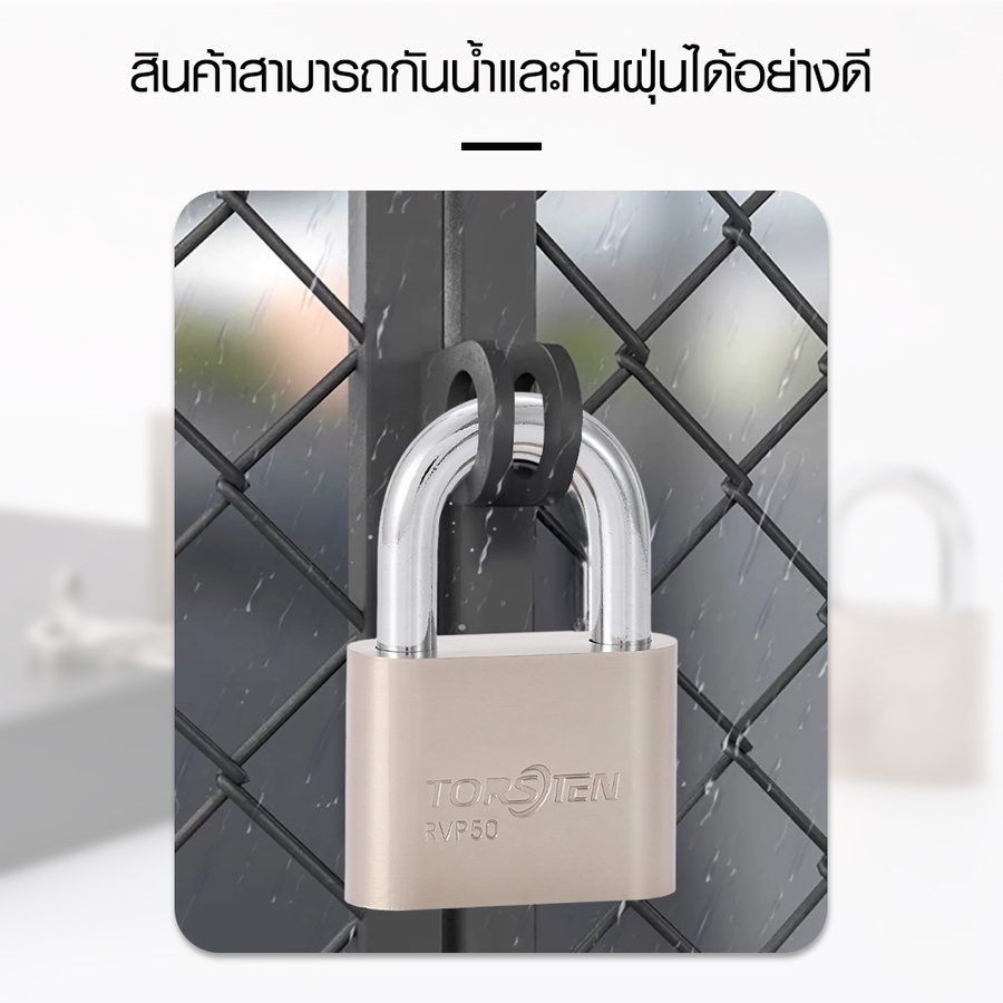 TORSTEN ชุดกุญแจคล้องเหล็กระบบลูกปืน 3ชิ้น (ไส้ทองเหลือง) 50มม รุ่น RVP-350SL.BR.3