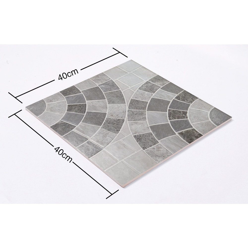 Marbella กระเบื้องเซรามิคปูพื้น 40X40 ซม. รุ่น ไซเคิล บล็อก เกรย์ AG58 Matt (12P)