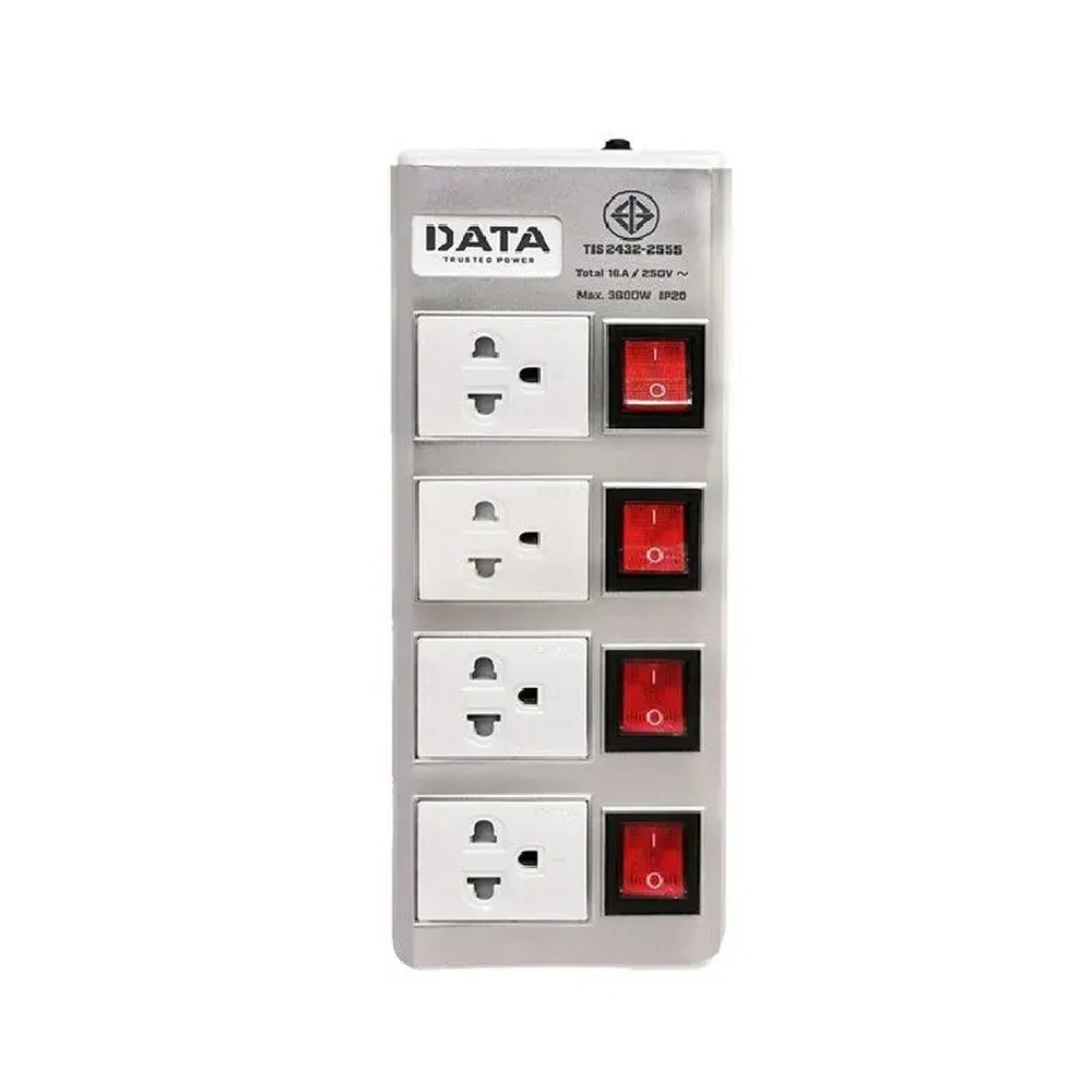 DATA ปลั๊กไฟ 4 ช่อง 4 สวิตซ์ 5 เมตร 16A 3600W