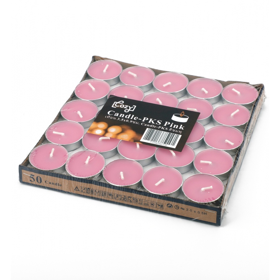 COZY เทียน 3.5x0.9ซม. Candle-PKS สีชมพู 50ชิ้น/แพ็ค