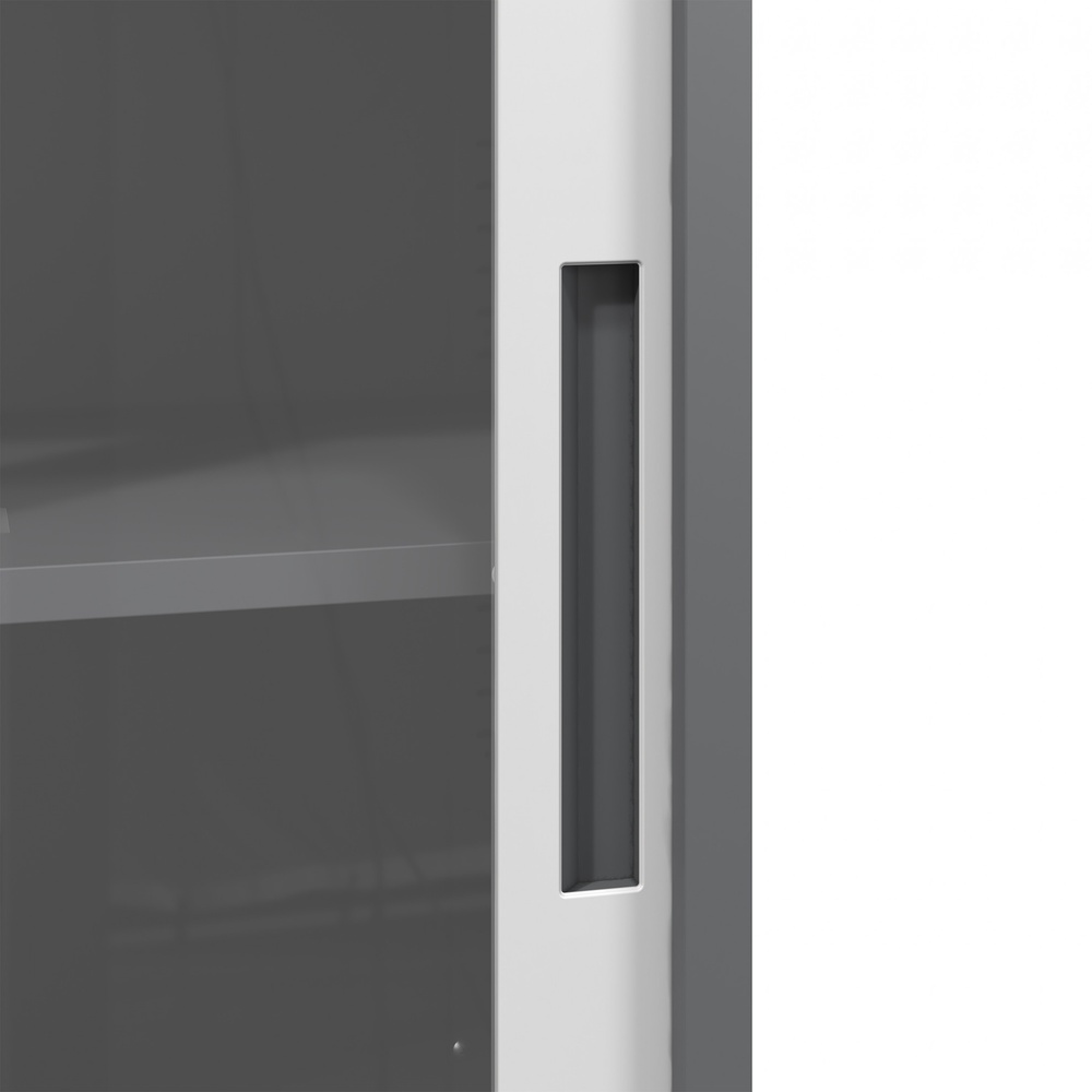 SMITH  ตู้เก็บเอกสารแบบกระจกบานเลื่อน  รุ่น Arlo ขนาด 40x90x90ซม. สีขาว-เทา