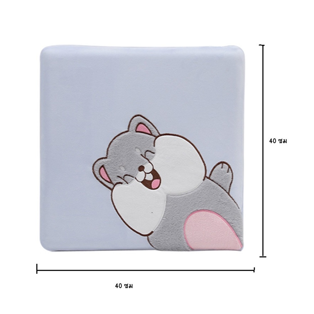KOJI เบาะรองนั่งลายสัตว์น่ารักทรงเหลี่ยม N-666ขนาด40x40x4.5 ซม.คละแบบ