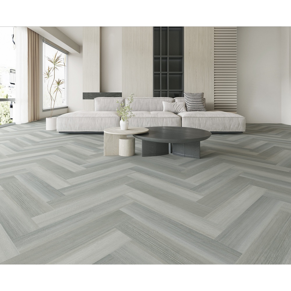กระเบื้องยาง SPC Click lock 127x635x4+1mm มม รุ่น 29171-6 (1.774ตรม./22แผ่น) TAPIO สี Grey Pine ปูแบบก้างปลา (herringbone)