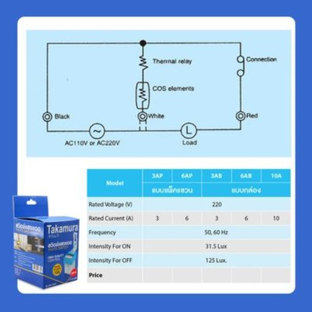 TAKAMURA สวิตช์แสงแดด  รุ่น TA-220-S10AP-MT