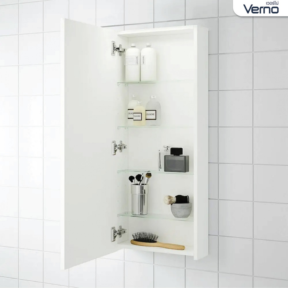 Verno ตู้พร้อมชั้นวางของกระจกทรงสูง รุ่น DCZ003 ขนาด 40x96x14 ซม. สีขาว
