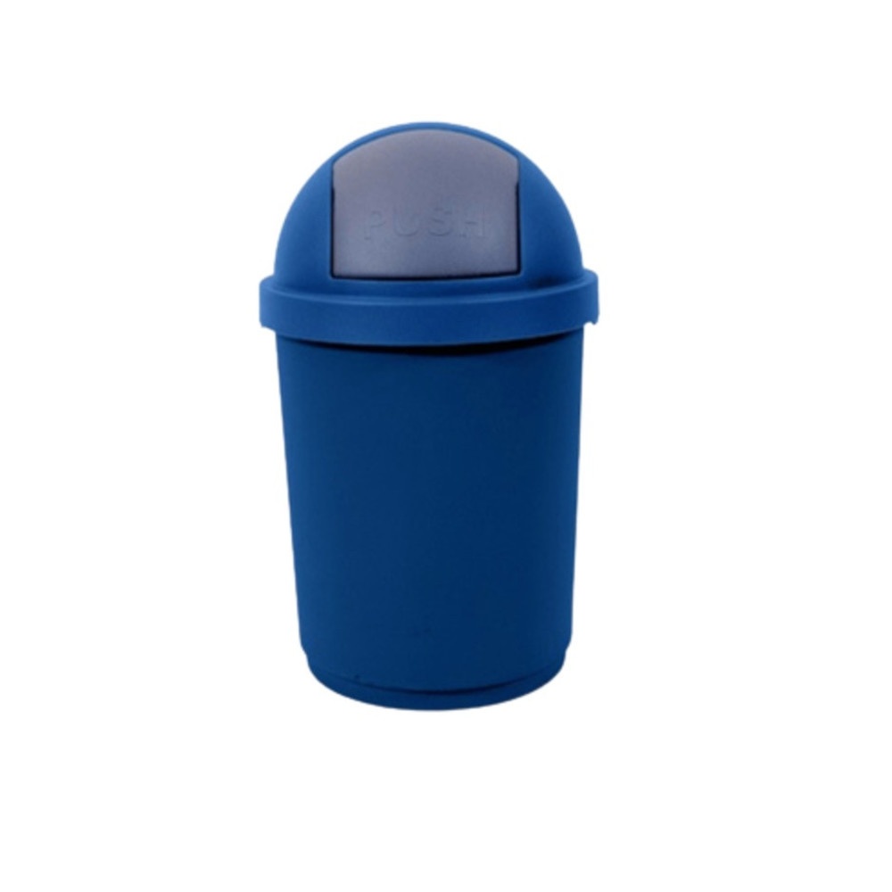 PETCHSIAM ถังขยะทรงกลมฝาสวิง 28L. ฝาสีเทา 34x34x59 ซม. รุ่น 6101 สีน้ำเงิน