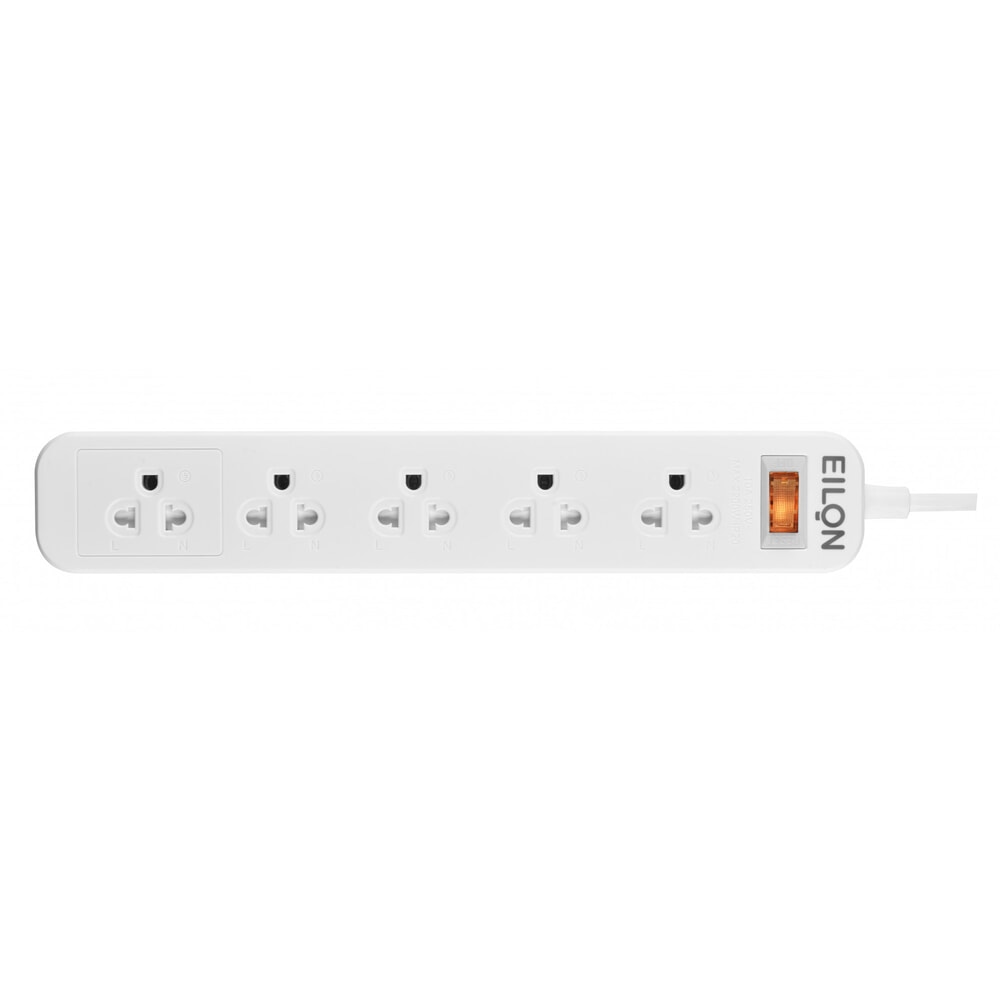 EILON รางปลั๊กไฟ รุ่นMSC55THN-GHE  5ช่อง 1สวิตช์ 10A  2200W  5เมตร