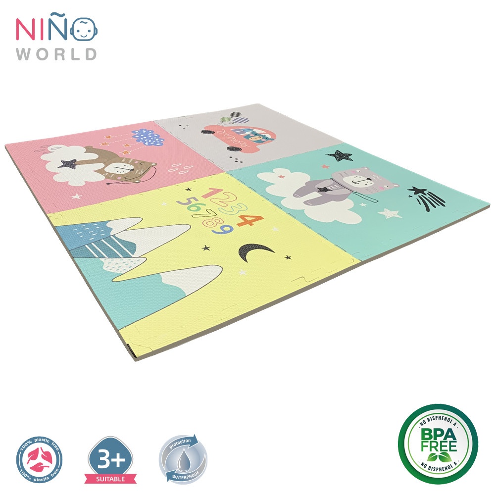 NINO WORLD ชุดแผ่นปูพื้นจิ๊กซอว์ Number (4 แผ่น) PD-01-2 ขนาด 60x60x1.2 cm. คละลาย
