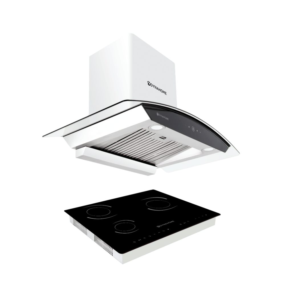 DYNAHOME ชุดเซ็ทเครื่องดูดควัน DH-219-9S + เตาไฟฟ้า DH-301A สีขาว