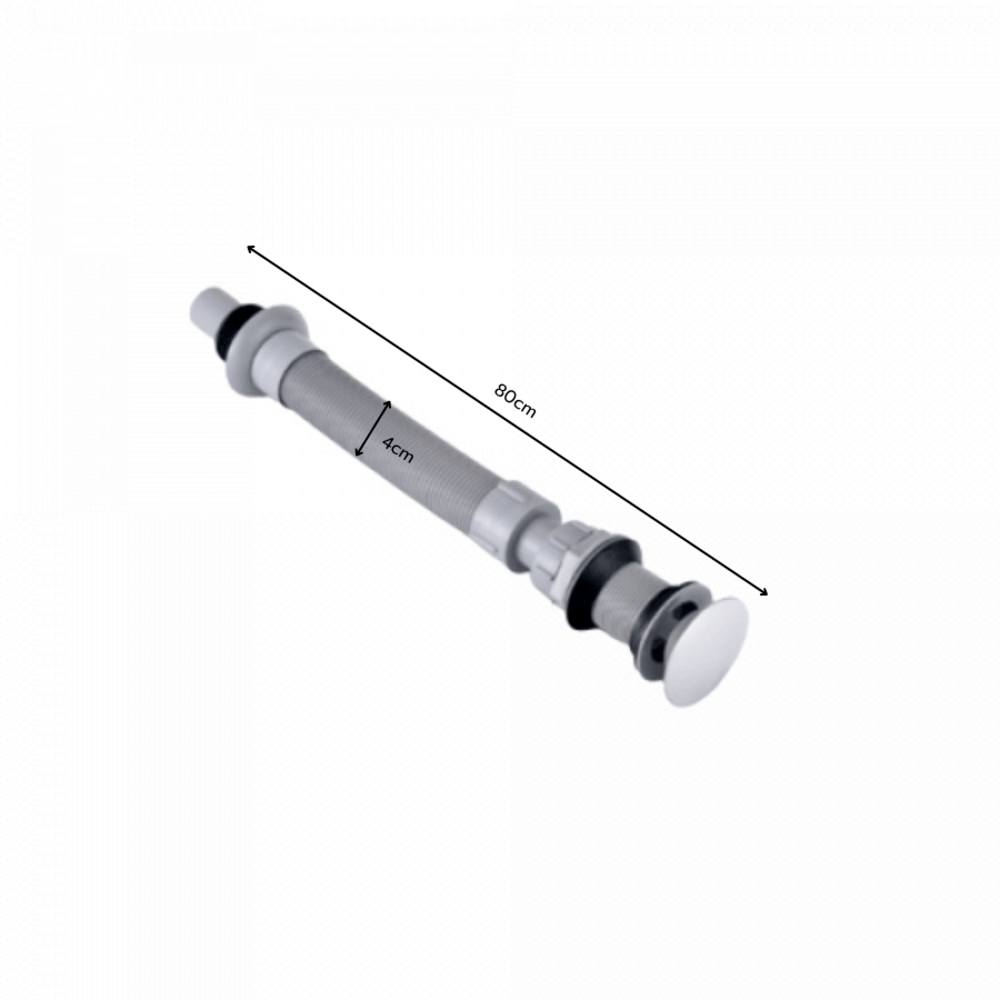 Verno ท่อย่นน้ำทิ้งพลาสติกแบบยืดหดได้พร้อมสะดืออ่าง รุ่น PQS-QL2064 ยาว 80 ซม. สีเทา