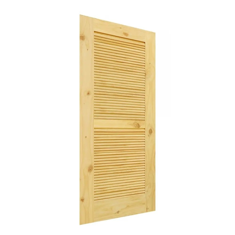 ประตูไม้สน (Pine) ทำร่องพร้อมเกล็ดระบายอากาศ Eco Pine-020 85 x 198 ซม.
