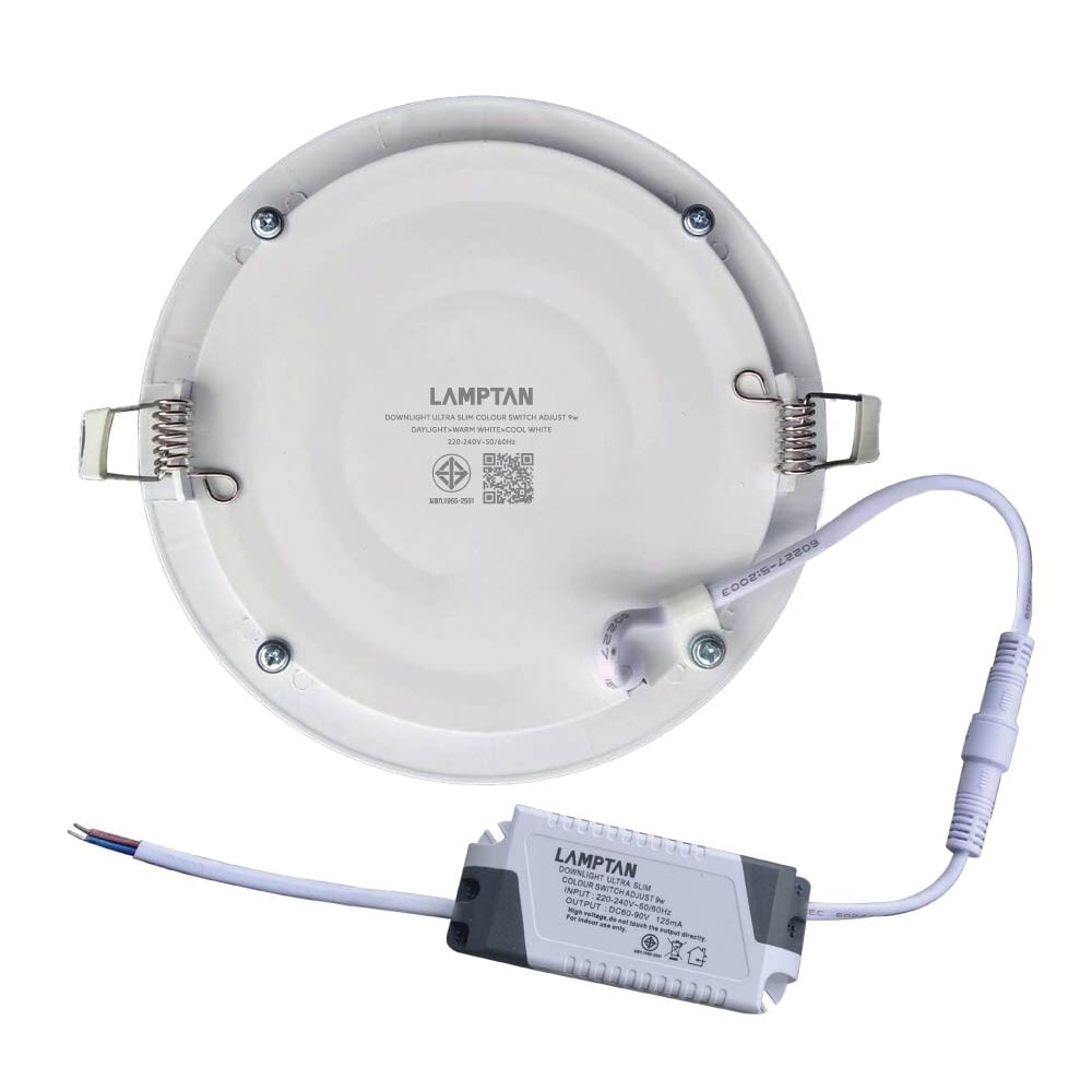 LAMPTAN โคมดาวน์ไลท์ LED แบบฝังหน้ากลม 5นิ้ว 9W รุ่นแอ๊ดจัสท์ 3แสง