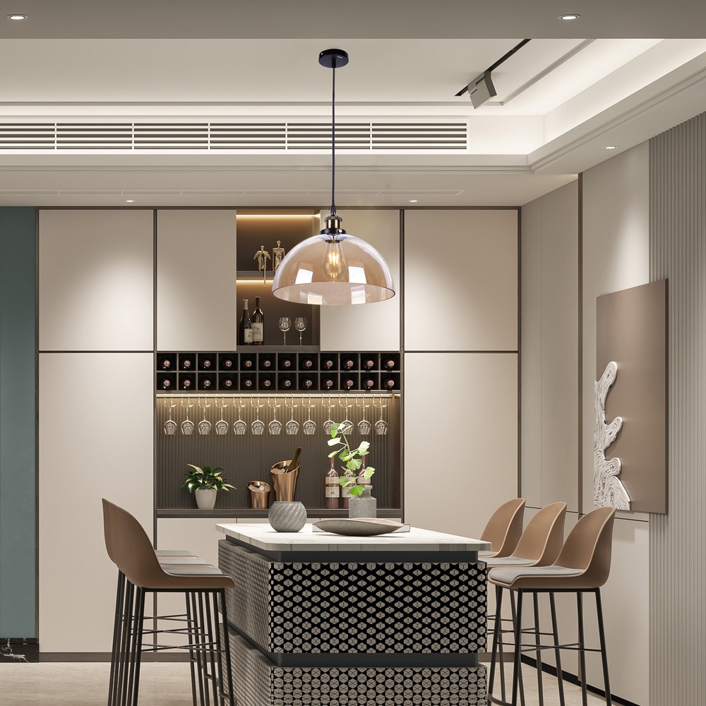 EILON โคมไฟห้อยกระจก ทรงสามเหลี่ยม สไตล์ Loft รุ่น GYFDD-7514 สีใส